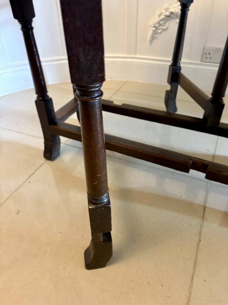 Antique 17th Century Oak Gateleg Drop Leaf Dining / Supper Table - Image 12